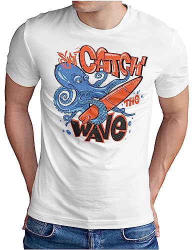 T-shirt de surf pieuvre homme blanc parfait pour le soleil de la Californie au 5XL