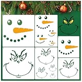 Large Christmas Stencils for Crafts Reusable Christmas Snow Face Holiday Stencils for Painting on Wood Board Sign Door Hanger Wall Home Decorating (6 Snow Face)