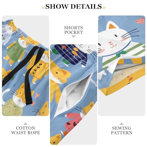 Cat Men's Pajama Shorts Lounge Sleep Shorts Pjs Bottoms Pants4