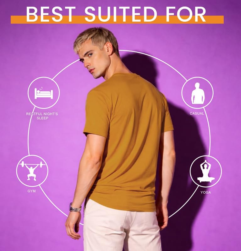 Image of Sleepynuts Men's Regular Fit Round Neck Half Sleeves Solid Casual Wear T-Shirt