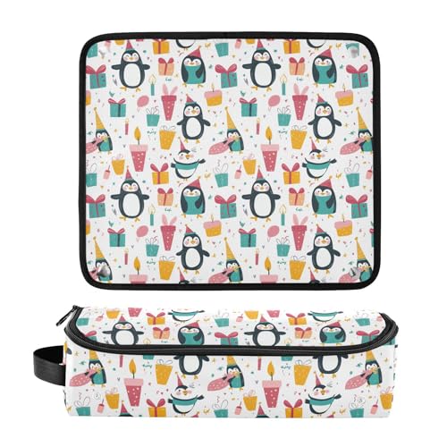 Bolsa organizadora de viaje Penguin Gift Marble para herramientas de cabello, resistente al calor, con alfombrilla para planchas, rizadores y accesorios de cuidado capilar miniatura 3