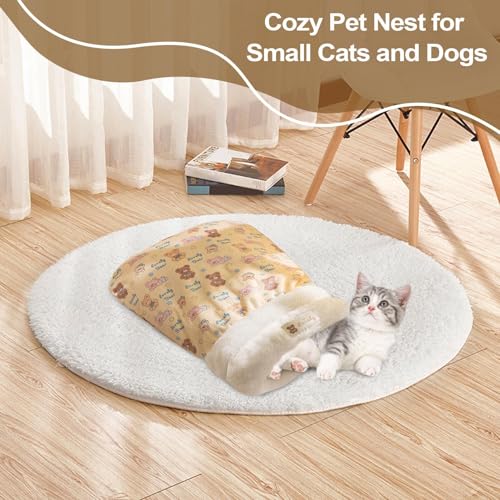 Sac de couchage pour chat et chiot lavable | Lit d'appartement d'hiver confortable - 3