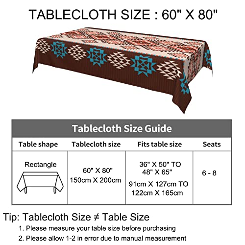 Juisticeville Native American Western Tablecloth Rectangle Farmhouse Boho Southwestern Aztec Rectangle Table Cloth Waterproof Ethnic Desk Cover For Kitchen Decor Party 60X80 In Brown Geometric #TOP3
