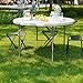 Flash Furniture Freeman 4' Round Plastic Folding Table with Carrying Handle, Plastic Foldable Table for Indoor/Outdoor Events, White