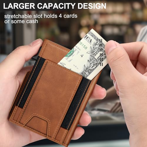Image of Wallet for Men Wallet with Slim Pop Up Card Holder 9-13 Cards, Bifold Minimalist Smart Wallet RFID Blocking Credit Card Holder with ID Window & Stretchable Cash Slot Compact Metal Aluminum Card Case