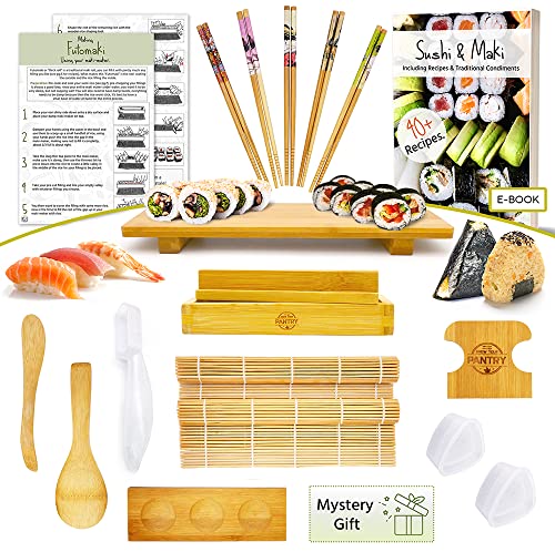 Sushi Making Kit - Make Every Type of Sushi with Rolling Mats, Maki, Onigiri, Nigiri Molds aswell as an Center Sushi Plate for the whole Family to Sit Around