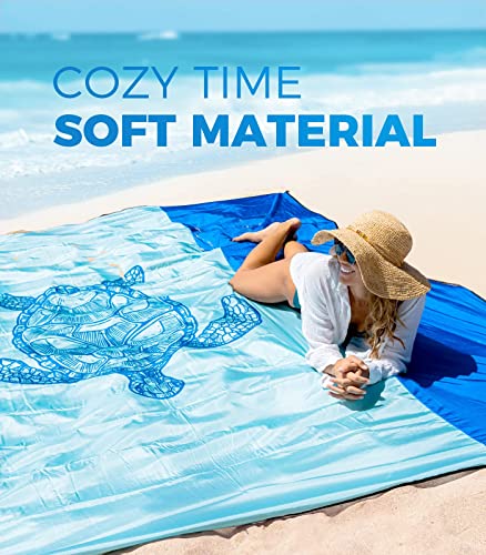 OCOOPA Beach Blanket Waterproof Sandproof, 10'X 9' Extra Large, Soft and Sturdy, Sand Free, Light Weight and Portable, Perfect for Travel Camping, Picnic, Beach Vacation, Marine Life Series - Thumbnail 5