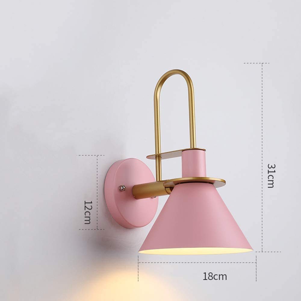 WXKAGF Kolorowa lampa ścienna Macarons, zabytkowy metalowy kinkiet przemysłowy z E27 Retro przemysłowy kinkiet do sypialni, barek nocny, kawiarnia na poddaszu, salon, makaroniki na korytarzu, różowy