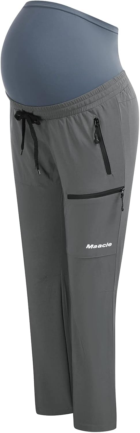Maacie Maternity Work Pants Straight Legs Over The Belly Casual Pants with Pockets at  Women’s Clothing store
