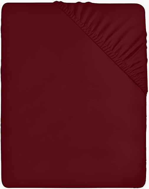 Utopia Bedding Fitted Sheet Double, Burgundy - Deep Pocket 14 inch (35 cm) - Easy Care - Soft Brushed Microfibre Fabric - Shrinkage and Fade Resistant - Bottom Sheet