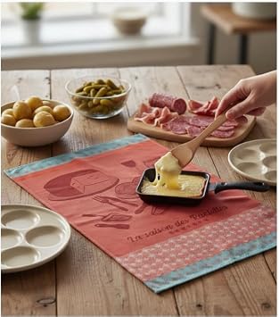 Metr Coucke، La Saison des Raclettes The Raclette Season مطبخ فرنسي/منشفة شاي 100% قطن، مستوردة