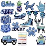 1. Contenu de l'emballage : 16 patchs brodés. Chaque applique a une colle adhésive durable au dos pour les transferts thermocollants ou à coudre sur les vêtements, vestes, sacs à dos, etc. 1 mini kit de couture.