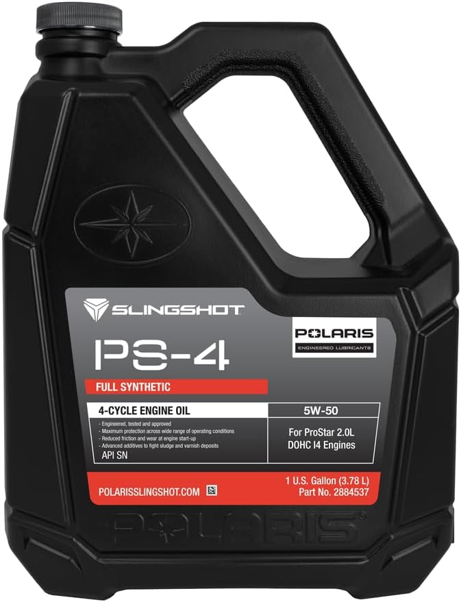 Polaris PS-4 Full Synthetic Engine Oil for Specific Slingshot Models, SAE 5W-50, 4-Cycle Formula, Engineered for Polaris Slingshot High-Performance Engine, 1 Gallon, Genuine OEM - Part 2884537