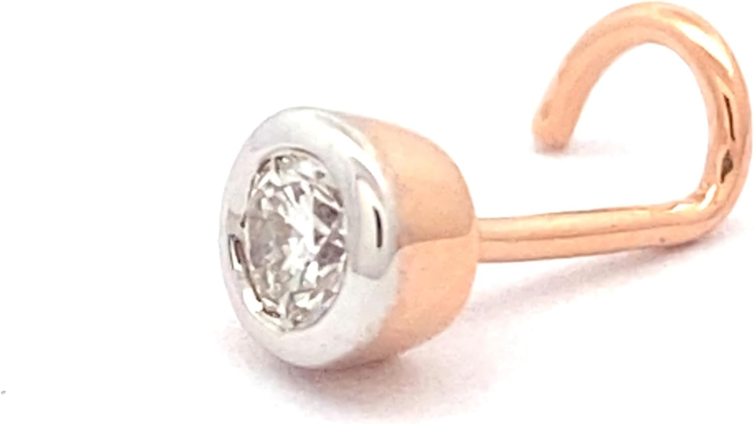Demira Natural Diamond Studded Bezel Set Nosepin in 14K Gold and Twist Back nose pin, lip labret, or Monroe ring.