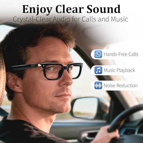 Image of AI Smart Glasses with 160+ Languages for Men /Women, Wireless Bluetooth Translation Glasses with Speakers for Work /Travel /Sports /Business（Black）