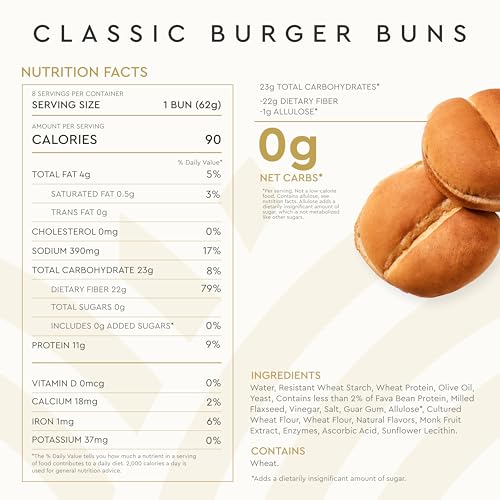 image for Hero Classic Hamburger Buns - Burger Buns | Net Low Carb Buns | High F