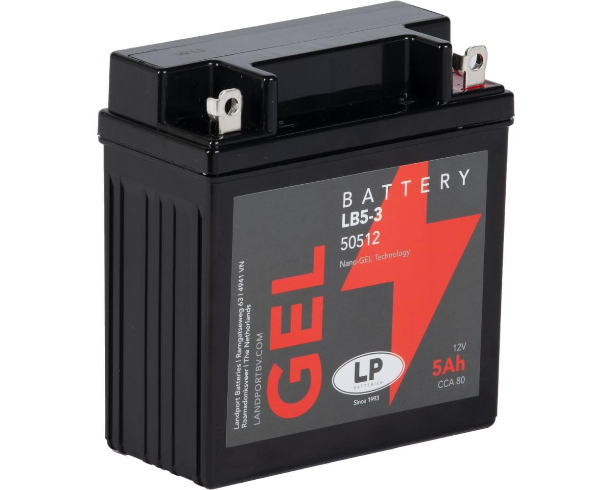 LANDPORT Batterie LB5-3 Gel 12V 5Ah kompatibel für Simson, Yamaha RD 350, Malaguti F15 – Premium Gel-Motorradbatterie