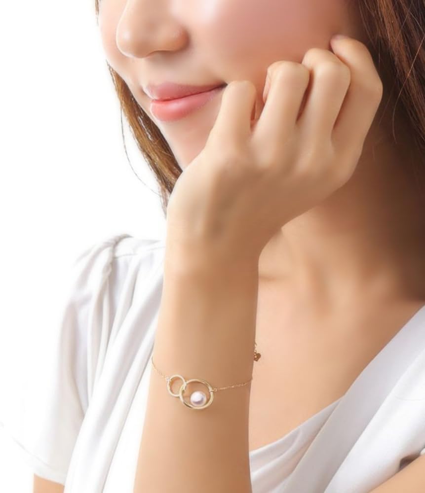 Moon Label Japanese 7.0mm Akoya Cultured Pearl Bracelet for Women with 18K Yellow Gold | Stylish Design Excellent Gift | Pearl Bracelet - Image 8