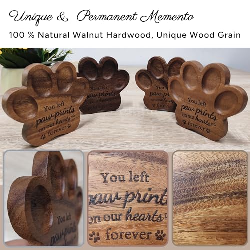 Skittypurr Dog Memorial Gift Set,Paw Print Shape Ornament to Remember Dog or Cat,Walunt Hardwood,Rainbow Bridge Pet Memorial Bracelet,Sympathy Gifts for Women Men Who Lost Pets — view 4