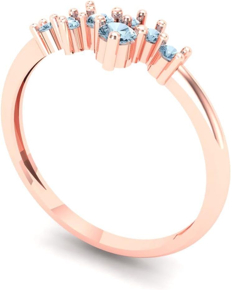 Clara Pucci 14K Rose Gold Stacking Vintage Blue Moissanite Eternity Wedding Band (0.17 cttw)