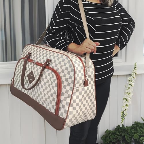 Mala Viagem Bolsa Feminina Bordo Grande Couro Feminina Alça Transversal Removivel Branca Resistente