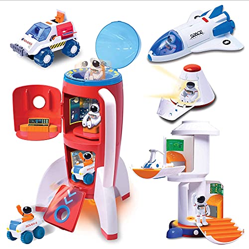 Astro Venture Deluxe Space Playset Toy - Space Shuttle, Space Station & Capsule, Space Rover & Rocket w Lights and Sound - Space Toys for Boys and Girls