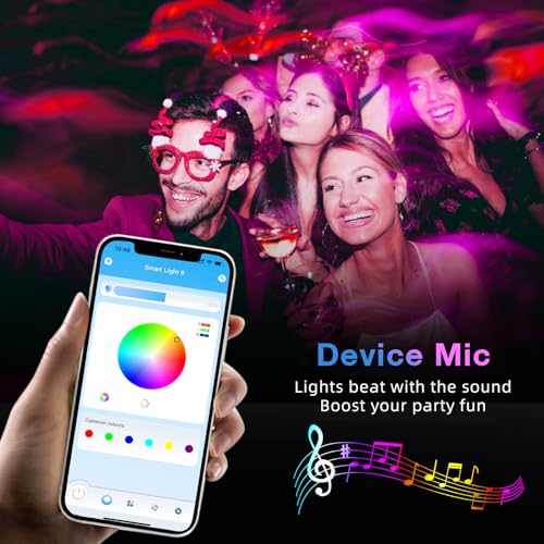 Image of TJOY 50ft Bluetooth LED Strip Lights, Music Sync 5050 LED Light Strip RGB Color Changing LED Lights Strip with Phone Remote, LED Lights for Bedroom Kitchen TV Party TIKTOK DIY (APP+Remote +Mic)