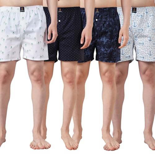Image of Urban Scottish Ultra-Comfortable Men's Boxer Pants (Pack of 4), 100% Cotton with Stylish Print, Soft & Stretchy Elastic Waist Band, Dynamic Movement & Hardwearing Stitching,Breathable Gentle Snug Fit