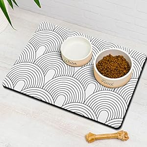 Dog Food Mats for Floors Absorbent, Pet Cat Food Mat – Quick Dry Dog Bowl Mats for Food and Water, Eco-Friendly Boho Pet Supplies 12″ x 20″