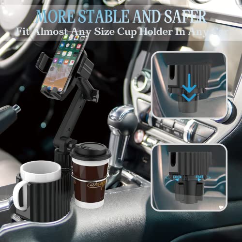 Wuitin Car Cup Holder Phone Mount,Universal Auto Cell Phone Stand With Drink Expand Cup Holder,360° Rotation Compatible With All Mobile Phones And All Car #TOP3