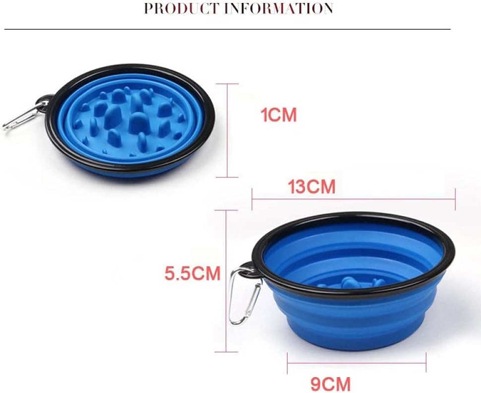 Cat Bowls and Dishes Dog Bowl 2 Pcs Pet Bowl Foldable Pet Slow Feeding Bowl Dog Cat Portable Travel Water Bowls Puppy Feed Bloat Dish Red