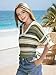 Girls Spring Summer Tops 3/4 Short Sleeve Cover Up Trendy Sweaters Crochet V Neck Striped Hollow Out Teen Coverup Green