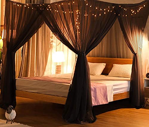 Mosquito Net for Bed Canopy, 4 Corner Post Curtains Bed Canopy Large Mosquito Netting Bedroom Princess Decoration for Girls & Adults, Fits Full/Queen/King Size - Image 7