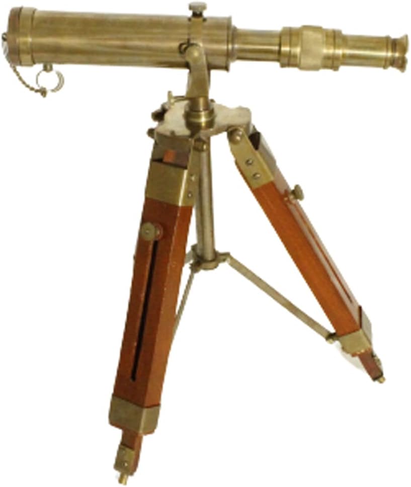 Antique Brass Telescope with Wooden Tripod Stand Vintage Nautical Telescope and Tripod A Excellent Gift for Hiker's Traveler 10 Inches by The RELIC House.