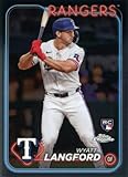 2024 Topps Chrome Baseball #122 Wyatt Langford RC Rookie Texas Rangers Official MLB Trading Card (Stock Photo Shown, Card in Near Mint to Mint Condition)
