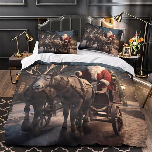 Housse de couette Père Noël 135x200 en microfibres pour lit enfant