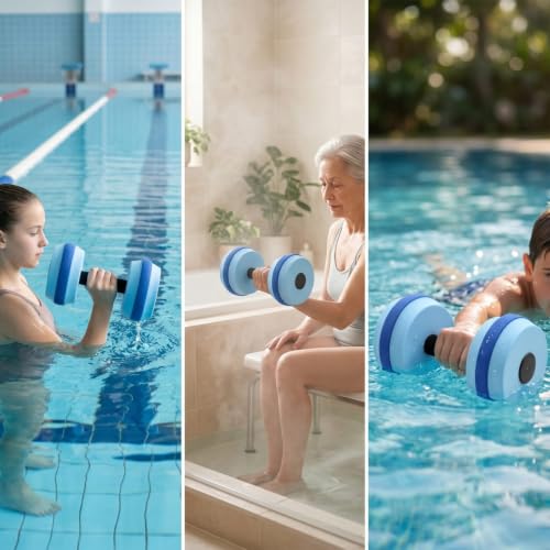 Image of Buoyant EVA Water Dumbbell Lightweight Water Dumbbell Floating Aquatic Dumbbells Waterproof for Beginners, Seniors, Pink