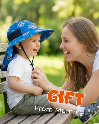 Image of Toddler Baby Sun Hat Kids Summer Beach Essentials Adjustable Beach Hats with Bucket Wide Brim for Boys Girls Age 0-14 Years