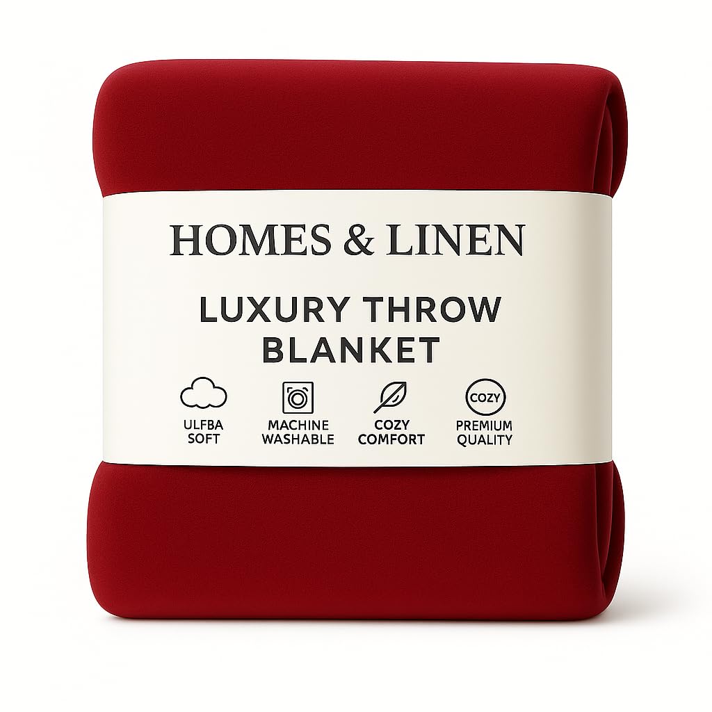 HOMES-LINEN Fleece Faux Fur Roll Mink Throws Soft Cosy Bed Blankets (Red, Double (150Cm x 200cm))