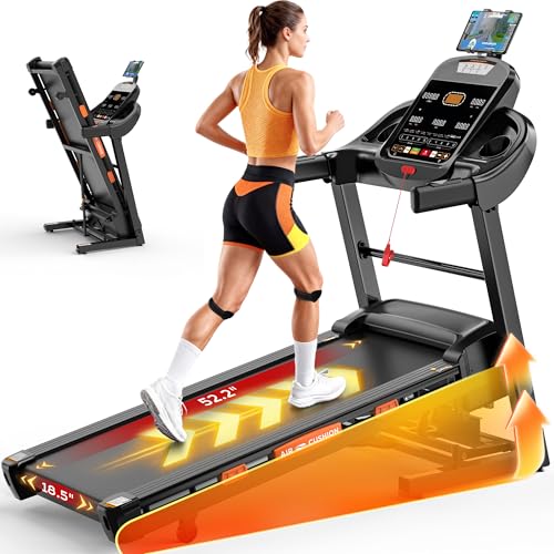 Image of Treadmill for Home with 18.5'' Wide Belt, 5.1HP Foldable Treadmill with 20% Auto Incline, 400LBS Capacity Running Machine with App & Bluetooth Speaker,12MPH Max Speed, 105 Preset Programs