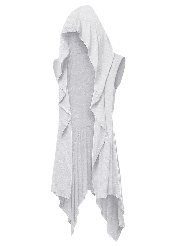 Runcati Mens Hooded Cardigan Sleeveless Ruffle Shawl Collar Drape Robe by Runcati - Used condition - US$21.35