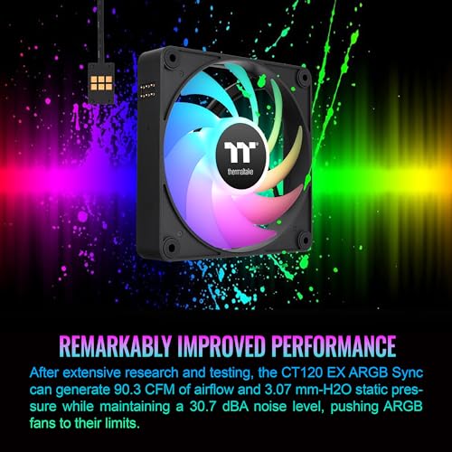 Image of Thermaltake CT140 EX ARGB Sync PC Cooling Fan (3-Fan Pack), Magnetic Connection, 5V Motherboard Sync, 16.8 Million Colors 9 Addressable LEDs, 140 mm Case /Radiator Fan, CL-F182-PL14SW-A