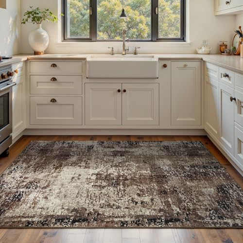 Area Rug 4x6 Brown Rug Washable Boho Rugs Non Slip