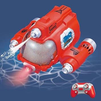 GoolRC Remote Control Boat, RC Boat for Swimming Pool & Lakes, 2.4GHz RC Gasboat with LED Lights and Water Shooting for Teens Red