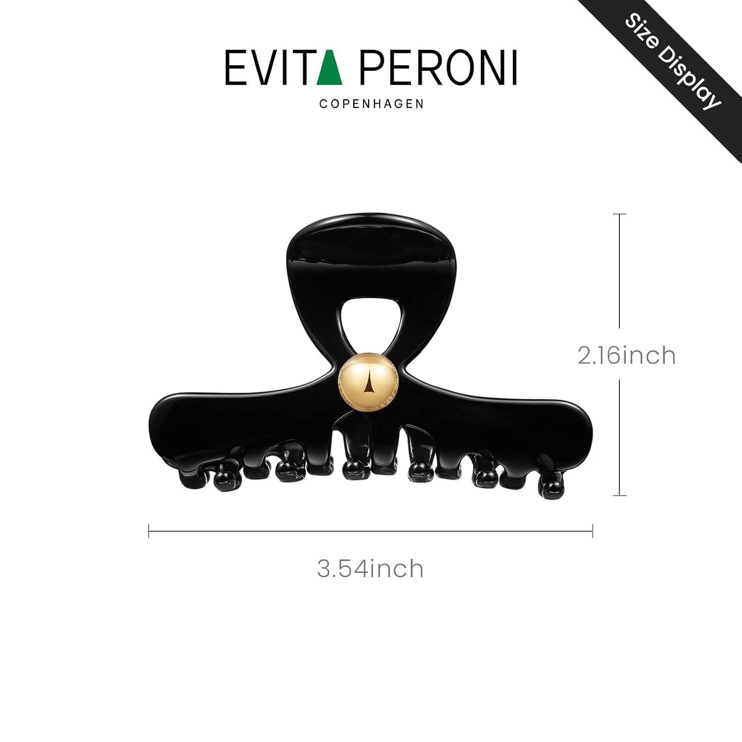 EVITA PERONI Large Hair Claw Clip - Acetate Hair Clip with Copper Metal Accessories, Flowing Shadows Gathering Treasures Series, Strong Grip for All Hair Volumes, Elegant Black