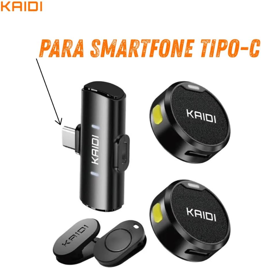 Microfone de Lapela Sem Fio Compátivel Iphone 15/16 e Android USB C Smartphone Tablet Mini Microfone Para Celular Microfone Clip-on Para Gravação Vídeo Podcast YouTube Live Streaming Premium