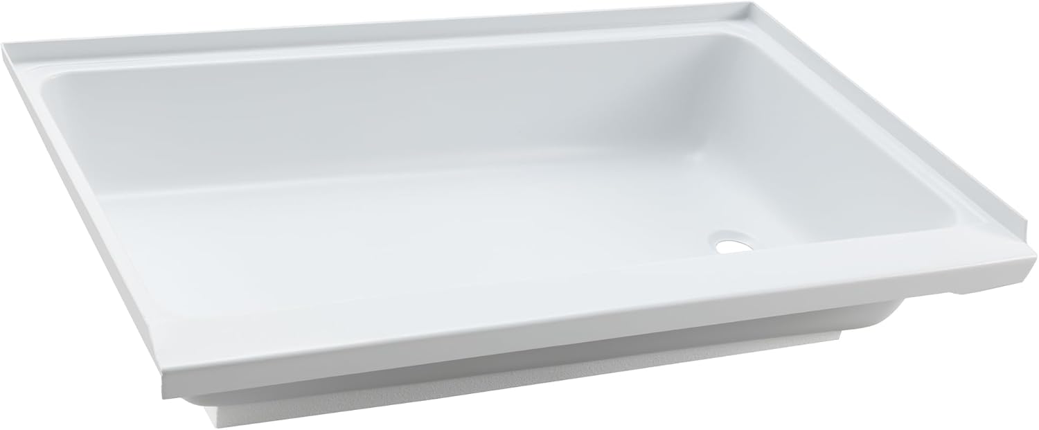 RecPro RV 40" x 24" White Shower Pan | Camper Shower Pan (Right Drain)