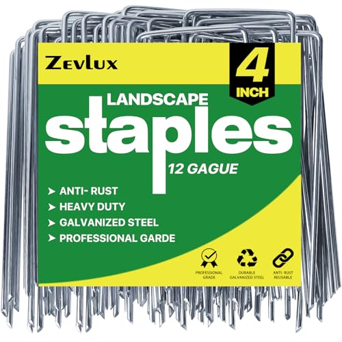 Zevlux Landscape Staples Galvanized Garden Stakes,4 inch 50 Pack 12
