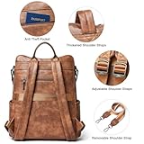 Shrrie 15,6 Zoll Laptop-Rucksack für Damen – Großer Reiserucksack aus Leder, wasserabweisend, für Freizeit, Uni, Arbeit, Handgepäck-Zweifarbiges Braun