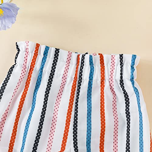 Calças de moletom para meninas, dia 4 de julho, sem mangas, shorts listrados, Branco, 12-18 Meses